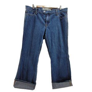 Y2K Gap Jean Capris Women's 16 Blue Denim Low Rise Cropped Roll Cuff or Don't